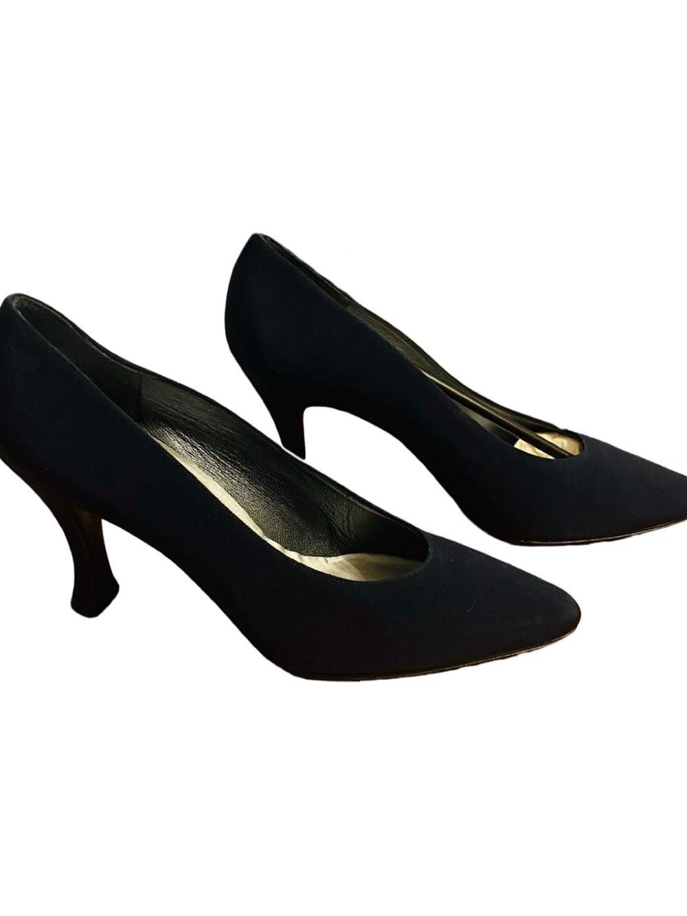 Stuart Weitzman Dark Navy Pointed Toe Curved Mid Heel Pumps💙 - Picture 2 of 8